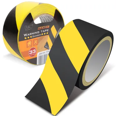 Produktbild von Handy - Warnband Selbstklebend - 33 Meter x 5 CM - Schwarz/Gelb Anti-Rutsch-Band für Treppen, Böden, Schwellen - Wasserfest - Für Innen und Außen