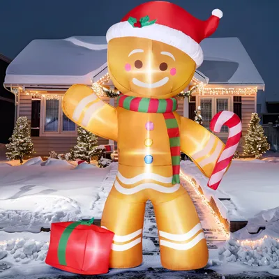 Aufblasbarer Lebkuchenmann 2,44 m mit LED, Weihnachtsdekoration