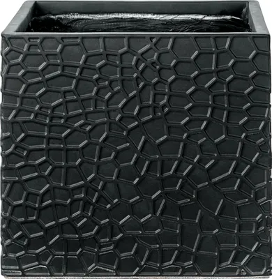 Produktbild von BELIANI Blumentopf Schwarz Lehm-Faser-Mischung Quadratisch 44x44x38 cm Modernes Design Großer Blumenkübel Übertopf Pflanzgefäß Indoor & Outdoor