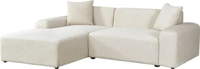 Immagine prodotto di Home Deluxe Divano angolare AMELIO Cord - Beige, a sinistra - 240 x 178 cm | Divano da salotto moderno con pouf