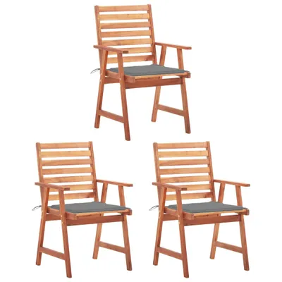 Produktbild von Garten-Essstühle 3 Stk. mit Kissen Massivholz Akazie