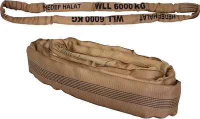 Produktbild von Rundschlinge 6000kg Tragkraft, 6m Umfang, endlos mit Polyesterkern, Hebegurt Hebeband, Braun