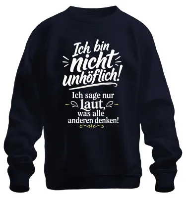 Immagine prodotto di "Non sono scortese", felpa con scritta, sarcasmo, blu navy, taglia XXL