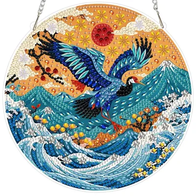 Image de Kit de création de pendentif en strass 5D, motif paysage japonais, idéal pour adultes et enfants