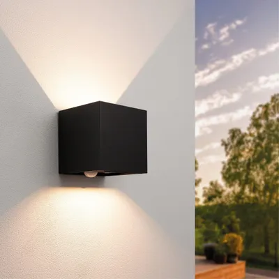 Produktbild von Ledvion LED Wandlampe Mit Sensor Warmweiß 2X3W Up&Down Licht IP44 Schwarz