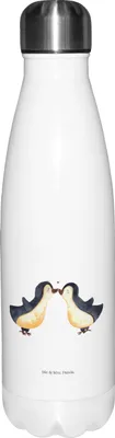 Produktbild von Mr. & Mrs. Panda Trinkflasche Pinguin Liebe - Weiß - Geschenk, thermobehälter, Pärchen, Freundin, isolier, Liebesspruch, thermosflaschen, Vertraut, trinkflaschen, Thermos