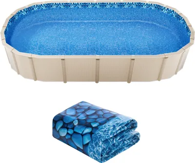 Produktbild von SucceBuy ovale Poolfolie 18x33ft Unibead Stil 52in Wandhöhe