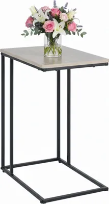 Zdjęcie produktu dla Stolik pomocniczy Relaxdays, wymiary: 64 x 50 x 35 cm, MDF, żelazo, kształt litery C, stolik pod sofę, do salonu, czarny/naturalny