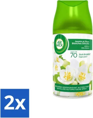 Zdjęcie produktu dla Air Wick Freshmatic – odświeżacz powietrza – automatyczny wkład w sprayu – jaśmin i białe kwiaty – 250 ml – opakowanie ekonomiczne – 2 sztuki