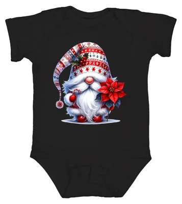 Productafbeelding van Leuk kerstelfje met kerstster en suikerstok, uniseks babyromper, zwart, maat 3/6