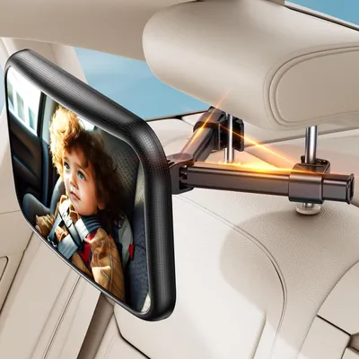 Produktbild von Autospiegel Baby Rücksitz Spiegel 360° Drehbar Bruchsicher Schwarz mit Haken Clip