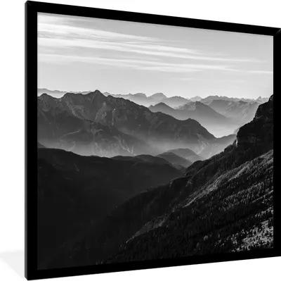 Produktbild von MuchoWow® Gerahmtes Poster Berge - Natur - Nebel 40x40 cm - Poster mit Schwarzem Bilderrahmen Wandposter Rahmen Foto Bilder - Mit Rahmen - Wanddekoration Schlafzimmer