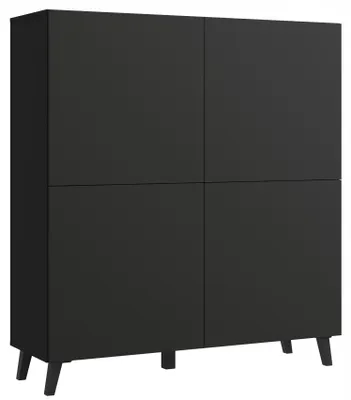 Zdjęcie produktu dla Nowoczesna wysoka komoda 120 cm do salonu na nóżkach czarny grafit