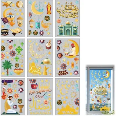 Immagine prodotto di Decorazioni per il Ramadan, set da 9 pezzi, autoadesive, mezzaluna e stella