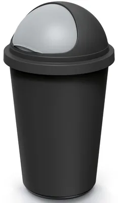 Produktbild von 50-Liter-Abfallbehälter aus schwarzem/grauem Kunststoff mit abschließbarem Deckel, recycelt
