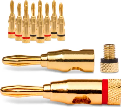 Produktbild von NAUC Bananenstecker 4mm schraubbar 24K vergoldet Lautsprecherkabel 12x Stecker