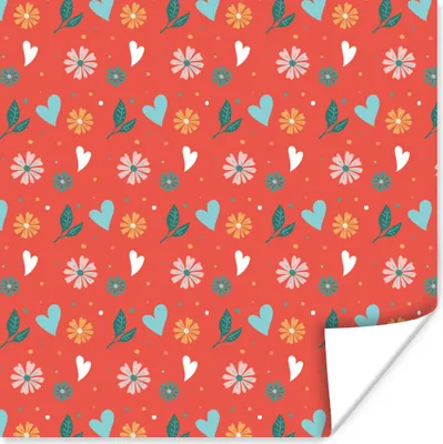 Produktbild von MuchoWow® Poster Blumen - Herz - Design 75x75 cm - Wand Dekoration