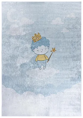 Produktbild von Mazovia Kinderteppich Figur Blau 160x230 cm Kurzflor Pflegeleicht Spielteppich für Kinderzimmer