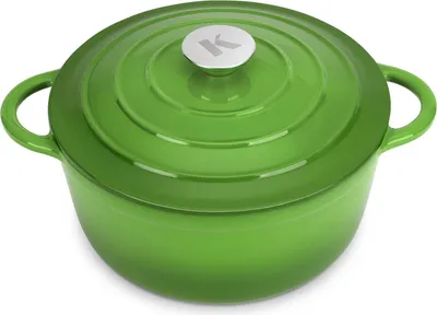 Produktbild von KLAMER Gusseisen Bräter 5 L, Gusseisen-Topf 25 cm backofengeeignet, Emaille Schmortopf mit Deckel, Perfekt zum Braten, Schmoren und Brot backen
