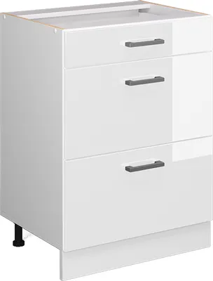 Produktbild von Vicco Spodní skříňka kuchyňské linky R-Line, 60 cm se zásuvkami, bez pracovní desky, Bílá vysoký lesk/Bílá