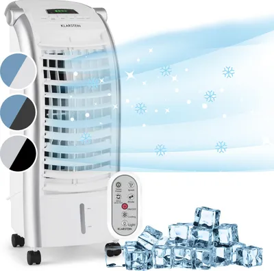 Image de Klarstein Refroidisseur d'air avec réservoir 6 L, 444 m3/h, 55 W, 51 dB - 3 modes, minuterie 1-15 h, télécommande - humidificateur, climatiseur, ventilateur avec LED, 2 accumulateurs de froid