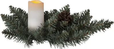 Produktbild von Star Trading LED-Gesteck Tanne Kunststoff mit LED-Kerze 33x33x12cm grün, Grün, 1 Glühbirne(n), LED, 0,06 W, Gelb, 10000 h