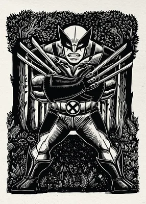 Produktbild von Komar Wandbild- Marvel Wolverine Lino-Cut - Größe 50 x 70 cm
