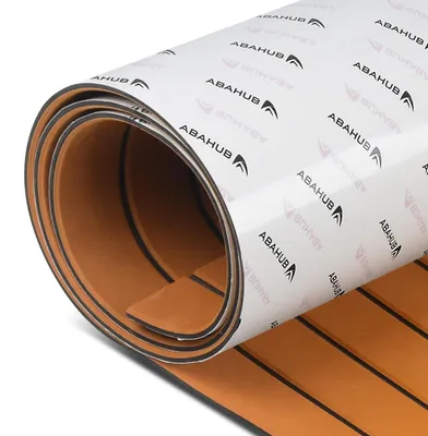 Obrázek produktu pro Podlahová krytina EVA, pěnová, imitace teaku, rozměry 121,9 x 42,7 cm, hnědá s černými švy, určená pro lodě