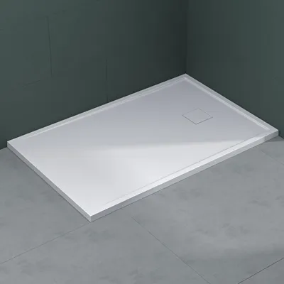 Produktbild von Mai&Mai Duschtasse Mineralguss Geoma08, 90x140cm, matt Weiß, Rechteckig, Superflach, Anti-Rutsch, wärmespeichernd, DIN-Anschlüsse, bodengleich