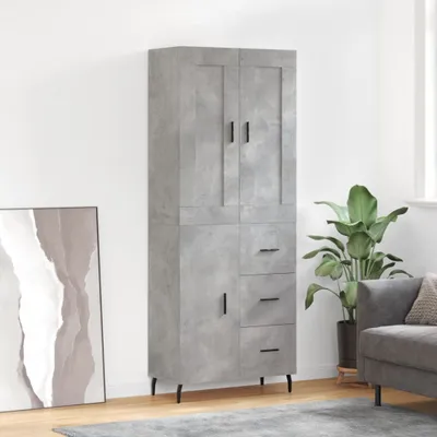 Produktbild von vidaXL Highboard Betongrau 69,5x34x180 cm Holzwerkstoff