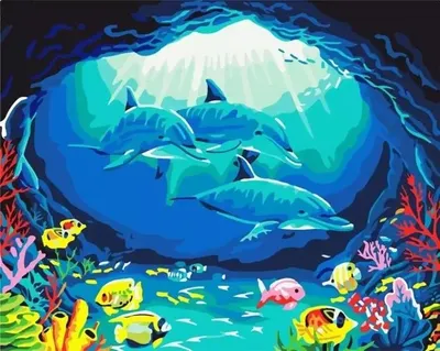 Produktbild von Malen nach Zahlen – Delfinfamilie 40 x 50 cm – ArtiFly