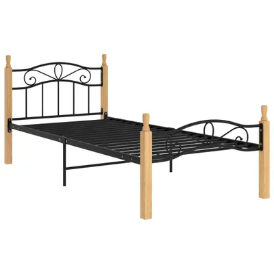 Immagine prodotto di Struttura letto in metallo nero e rovere massiccio 90x200 cm