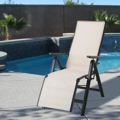 Productafbeelding van Opvouwbare Ligstoel - Verstelbare Tuinstoel - Aluminium Campingstoel - Outdoor Stoel - Zwembadstoel