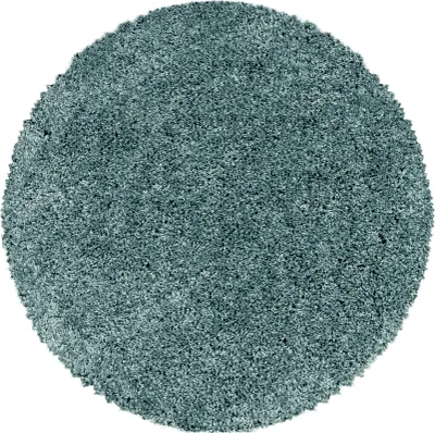 Produktbild von Teppich Wohnzimmer Hochflor Blau 200x200 Rund Unicolor - Einfarbig