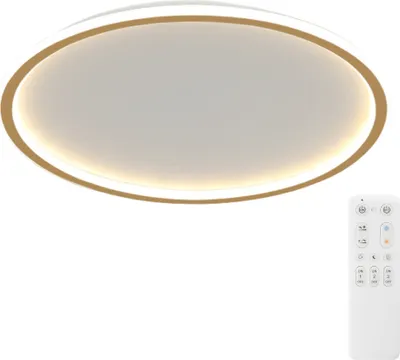 Image de Plafonnier LED rond avec télécommande Modern blanc et or 36 W, nuances de blanc, 2880 lm, métal, dimensions : 4,5 x 50 x 50 cm, IP20, Abigali