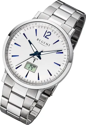 Produktbild von Regent Herren Uhr Funkuhr FR-246 Analog-Digital Metall Armbanduhr silber URFR246