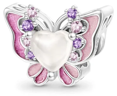 Produktbild von Gnoce Charm Schmetterling rosa HYC116 Silber
