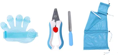 Produktbild von INF Haustierpflege-Set mit Katzenbadebeutel, Enthaarungsbürste und Krallenschere