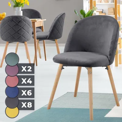 Obrázek produktu pro MIADOMODO Sada jídelních židlí sametové, šedá, 4 ks