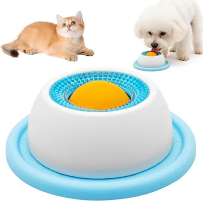 Produktbild von Leckmatte für Hunde & Katzen – Haustierbedarf Mit Drehkugel, Zungenreinigung, Slowfeeder & Futterpuzzle – Blau