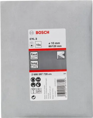 Obrázek produktu pro Vrták do betonu CYL-3, 10 x 80 x 120 mm, d 9 mm, balení po 10 kusech
