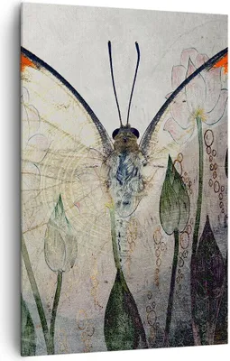 Produktbild von Bild auf Leinwand - Leinwandbild - Einteilig - Schmetterling Abstraktion - 80x120cm - Wand Bild - Wanddeko - Wandbilder - Leinwanddruck - Wanddekoration - Leinwand bilder - Wandbild - PA80x120-4081