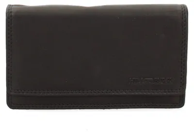 Productafbeelding van Herenportemonnee echt leer Hill Burry zwart rood drukknoop Black B UNICA 17x10x3 cm HILB-4006-ING-13-NERO