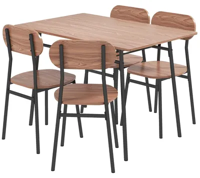 Produktbild von Esstisch mit Stühlen - Esszimmer-Set - Tisch und Stühle - Industrielles Möbelstück - Braun