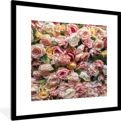 Produktbild von MuchoWow® Gerahmtes Poster Rosen - Farben - Wand 40x40 cm - Poster mit Schwarzem Bilderrahmen Wandposter Rahmen Foto Bilder - Poster - Plakat im Rahmen