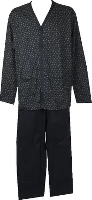 Immagine prodotto di Pigiama uomo cotone jersey estivo manica lunga aperto con bottoni scollo V RAGNO articolo N62982, 8-OTTAVA, Cotone 100%