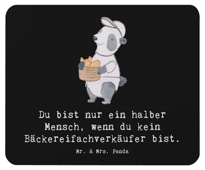 Produktbild von Mr. & Mrs. Panda Mauspad Bäckereifachverkäufer Herz - Schwarz - Geschenk, mousematte, Mouse Pad, Spruch, Lustig, pc mousepad, Bäckerei, mausunterlage, Witzig, Beruf