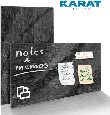 Produktbild von Design-Glas-Memoboard Stone im Hoch- und Querformat nutzbar Schwarz 46 x 91 cm