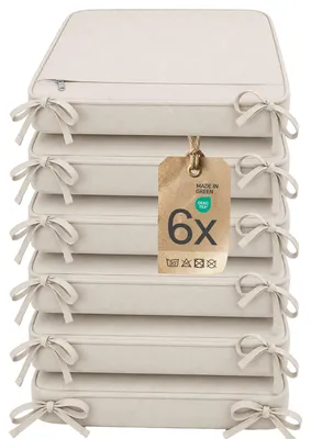 Produktbild von Sitzkissen Stuhlkissen Indoor & Outdoor 6er Set 45x45 cm - Creme - etérea Mila Stuhl Kissen Auflage