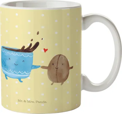 Produktbild von Mr. & Mrs. Panda Trinklernbecher Kaffee Bohne - Gelb Pastell - Geschenk, Kinderbecher, Genuss, Glück, Pott, Lustige Sprüche, Kaffeebohne, Plastikbecher, Zufriedenheit